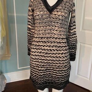 Missoni Black and Cream Zigzag Knit Dress